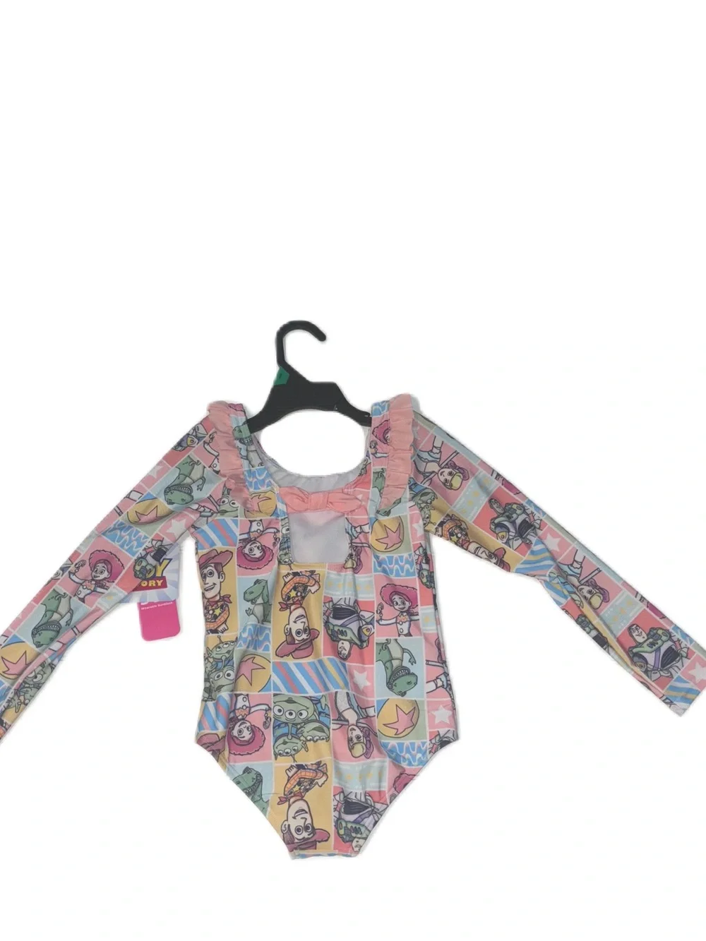 Disney Toy Story Girls One-Piece Long Sleeve Swimsuit in Pastel Multicolor